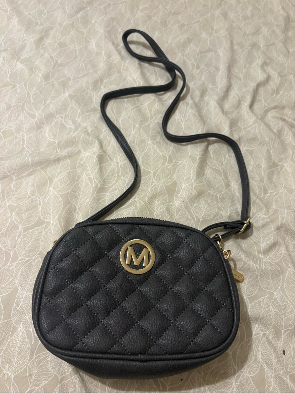 Montana West Black Quilted Crossbody with Gold 'M' Emblem